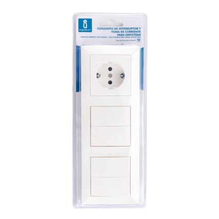 Aigostar - SET 2x Heimschalter 2-Tasten mit Steckdose 1x16A/250V SCHUKO