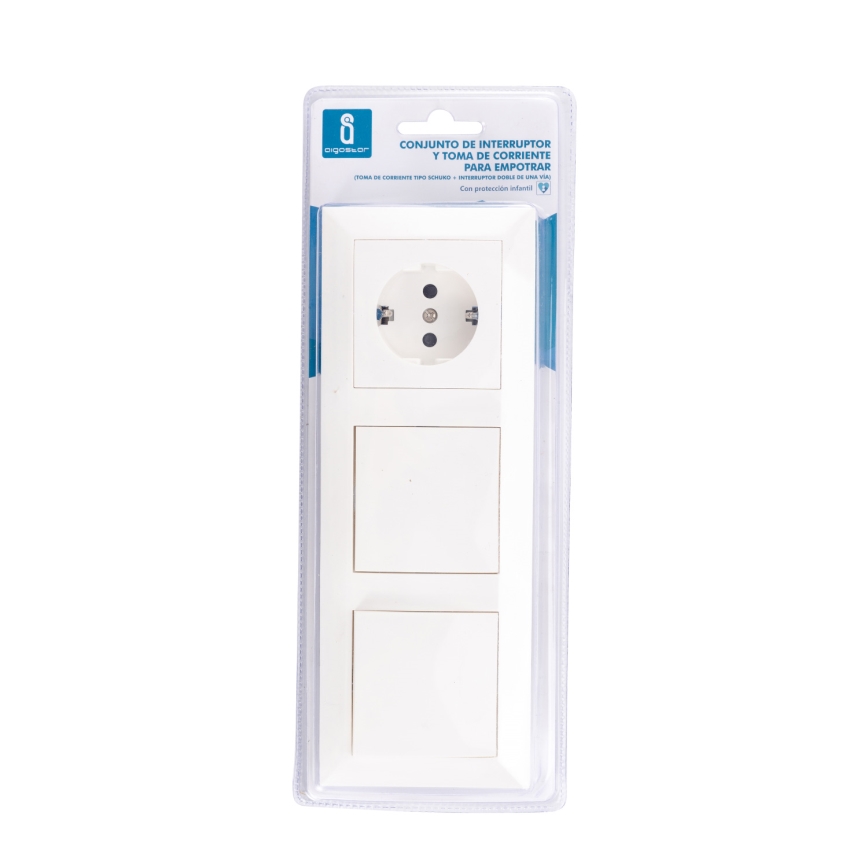 Aigostar - SET 2x Heimschalter mit Steckdose 1x16A/250V SCHUKO