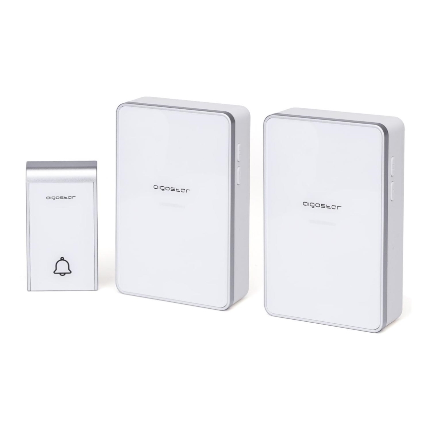 Aigostar - SET 2x Kabellose Türklingel 3xAA/12V IP44 weiß