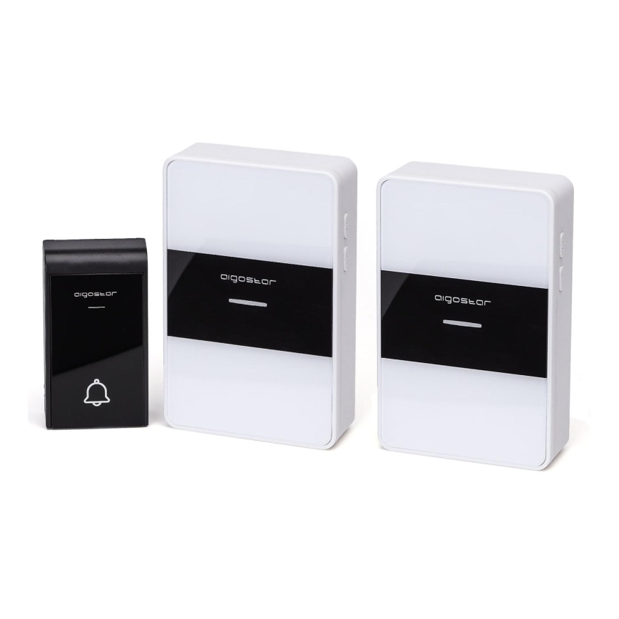 Aigostar - SET 2x Kabellose Türklingel 3xAA/12V IP44 weiß/schwarz