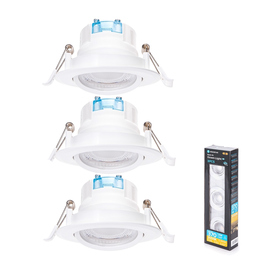 Aigostar - Set 3x LED-Einbauleuchte LED/5W/230V 3000K Ø 8,5 cm weiß