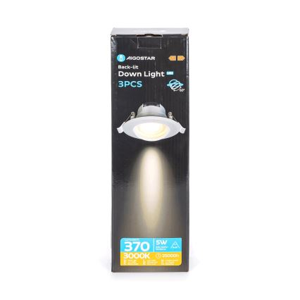 Aigostar - Set 3x LED-Einbauleuchte LED/5W/230V 3000K Ø 8,5 cm weiß