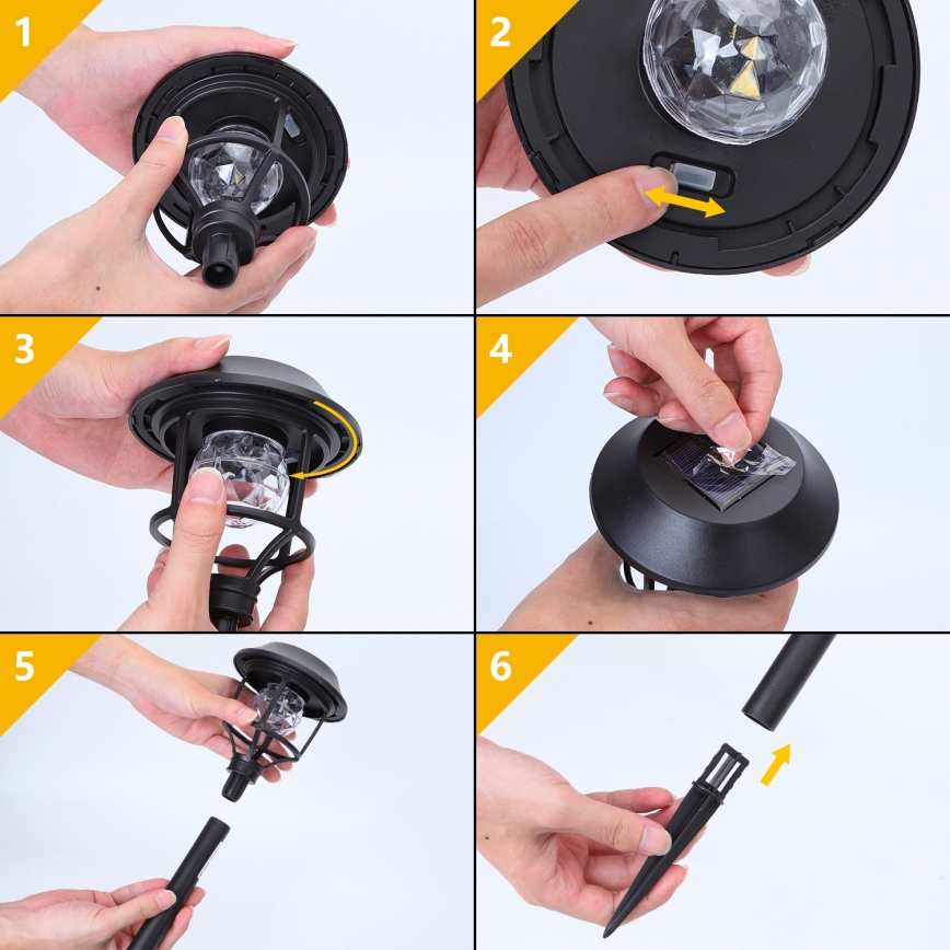 Aigostar - SET 4x LED-RGB-Solarleuchte LED/0,2W/2V 40 mAh IP44