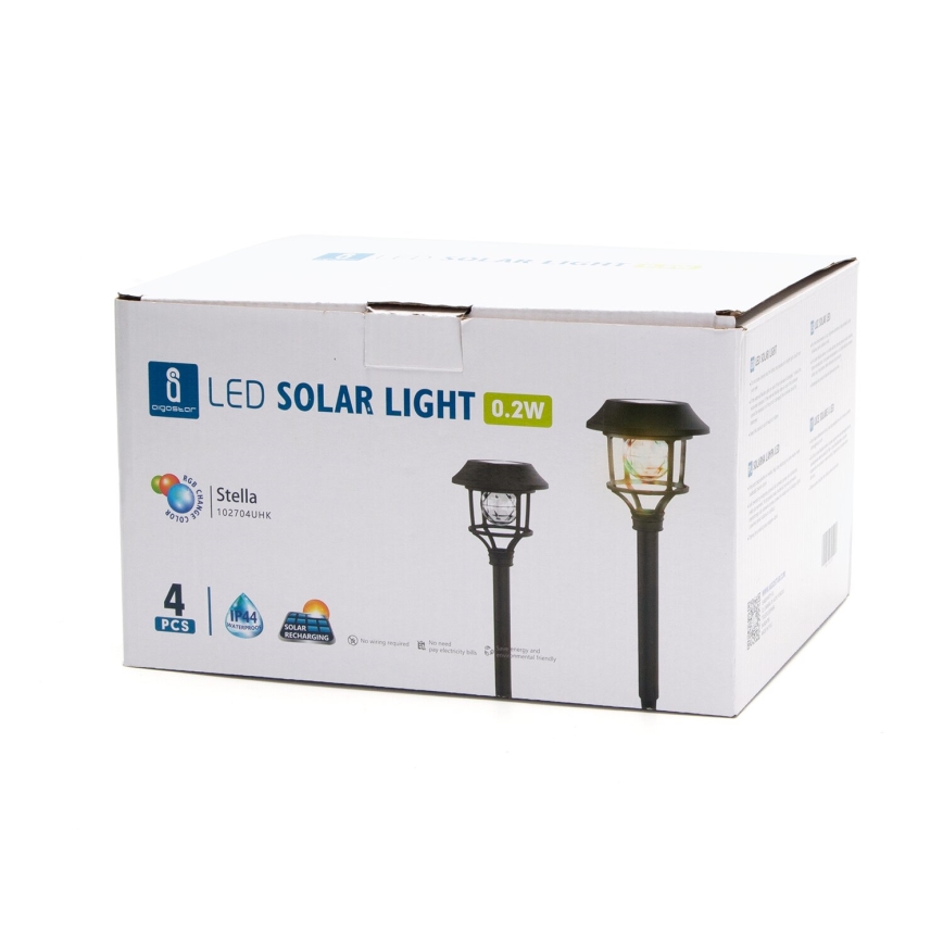 Aigostar - SET 4x LED-RGB-Solarleuchte LED/0,2W/2V 40 mAh IP44