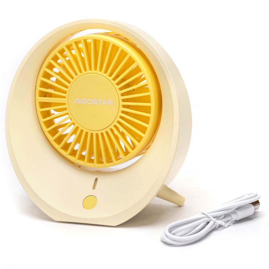 Aigostar - Tisch aufladbar Ventilator 3W/5V 1200mAh USB orange