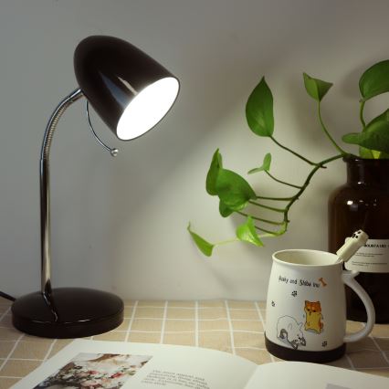 Aigostar - Tischlampe 1xE27/36W/230V schwarz/glänzender Chrom