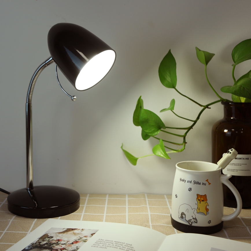 Aigostar - Tischlampe 1xE27/36W/230V schwarz/glänzender Chrom