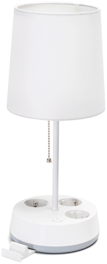 Aigostar - Tischlampe mit Steckdosen 1xE27/60W/230V weiß