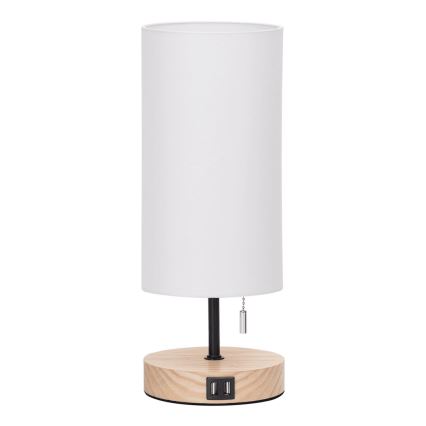 Aigostar - Tischlampe mit USB-Anschluss 1xE27/40W/230V beige