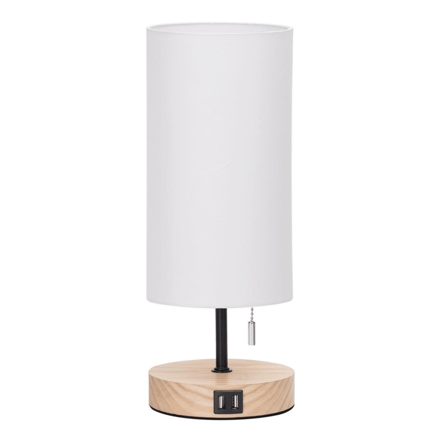Aigostar - Tischlampe mit USB-Anschluss 1xE27/40W/230V beige