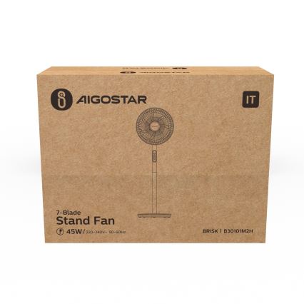 Aigostar - Turmventilator 45W/230V 110 cm weiß