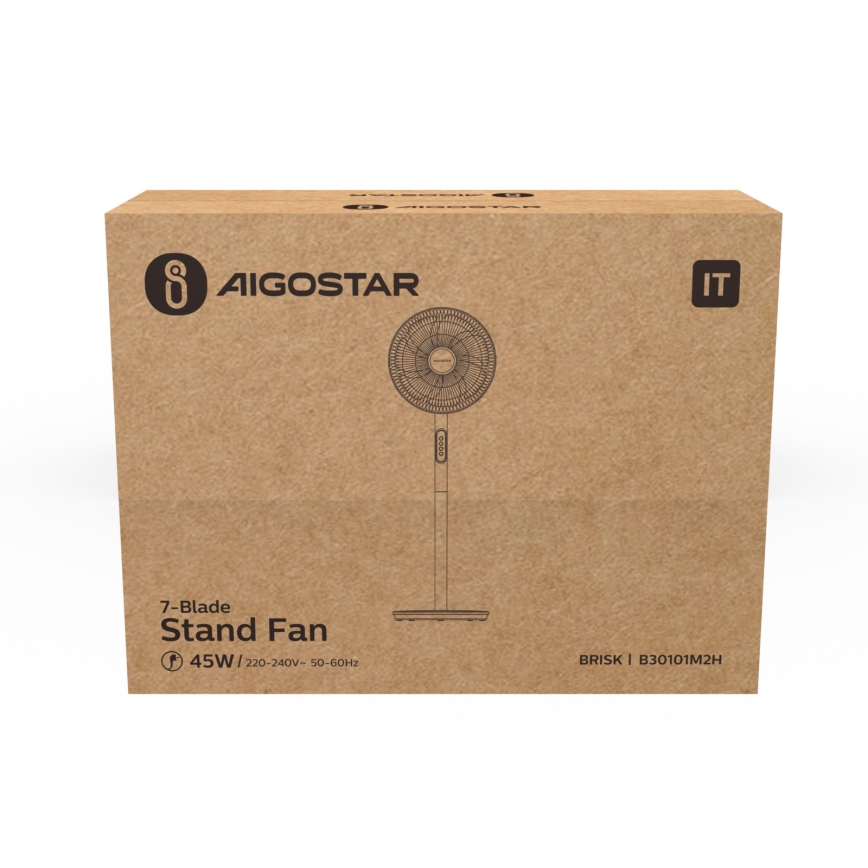 Aigostar - Turmventilator 45W/230V 110 cm weiß