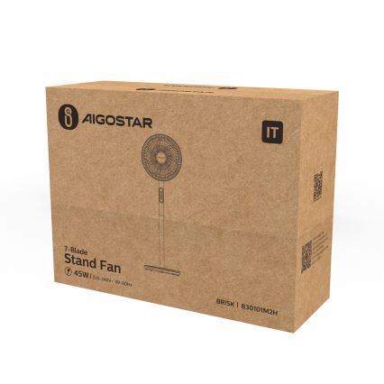 Aigostar - Turmventilator 45W/230V 110 cm weiß