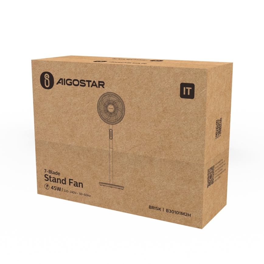Aigostar - Turmventilator 45W/230V 110 cm weiß