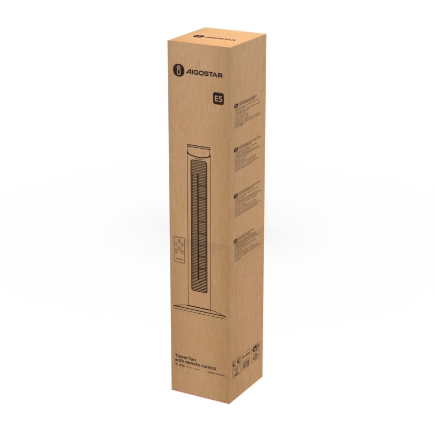 Aigostar - Turmventilator 45W/230V schwarz + Fernbedienung