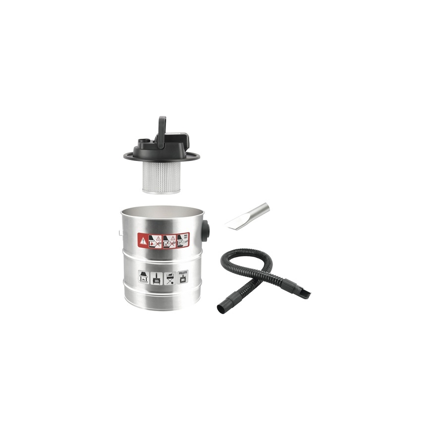 Akku-Asche-Staubsauger mit HEPA-Filter 12 l 110W/18V 2000 mAh mattchrom