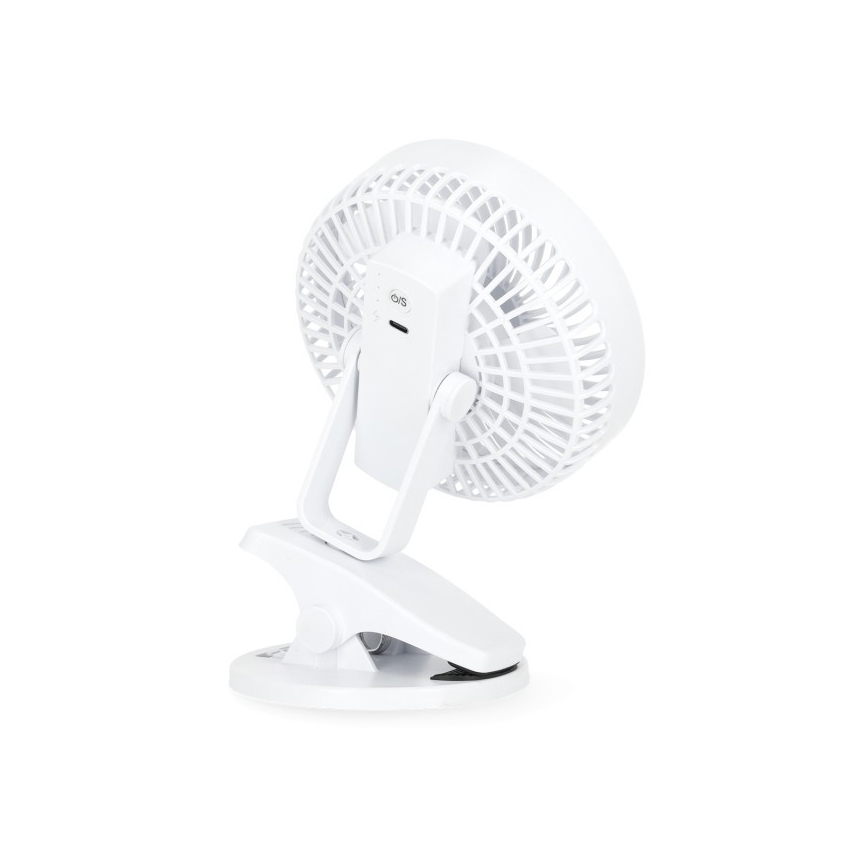 Wiederaufladbarer Tischventilator mit Clip VIENTO 6W/5V 2000 mAh Weiß