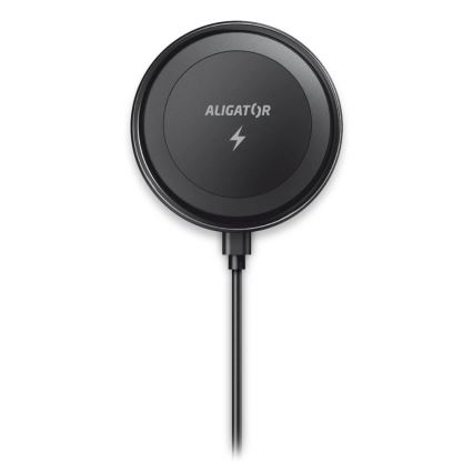 Aligator AMS05BK - magnetische Autohalterung für Smartphones mit kabellosem Qi-Laden (15 W) und MagSafe, schwarz