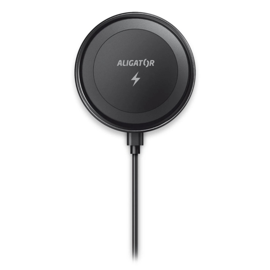 Aligator AMS05BK - magnetische Autohalterung für Smartphones mit kabellosem Qi-Laden (15 W) und MagSafe, schwarz