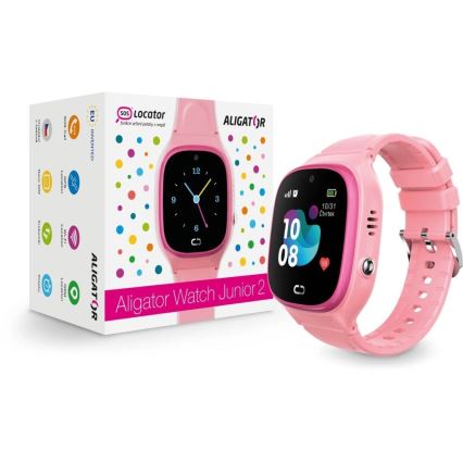 Aligator AW11PK - Smartwatch Watch Junior 2 450 mAh IP67 Wi-Fi rosa