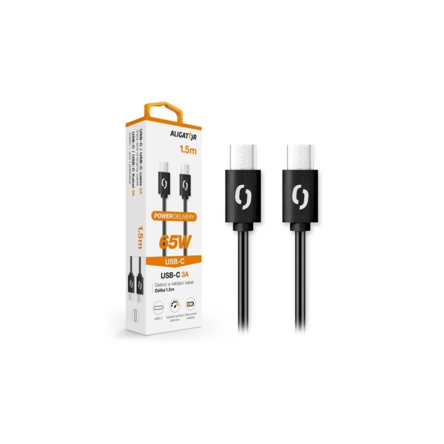 Aligator DATKP48 - USB-Kabel USB-C/USB-C 65 W Power Delivery 1,5 m schwarz