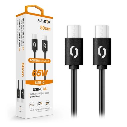 Aligator DATKP54 - USB-Kabel USB-C auf USB-C, 65 W Power Delivery, 0,5 m, schwarz