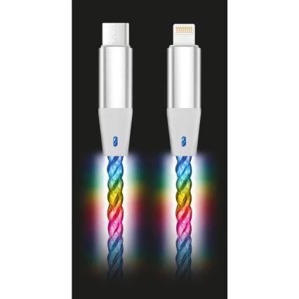 Aligator DATKP65 - USB-Kabel USB-C / Lightning mit LED-Beleuchtung 30 W Power Delivery 0,5 m
