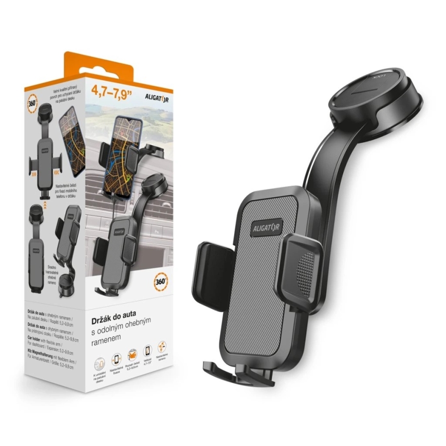 Aligator HA25 - Autohalterung für Smartphones mit flexiblem Arm, schwarz