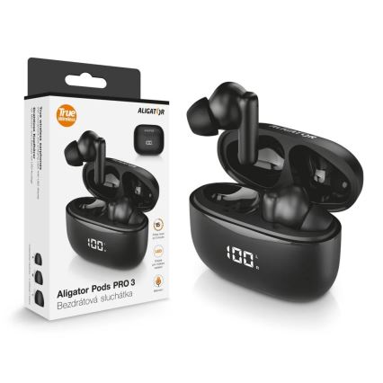 Aligator TWS06 - Kabellose In-Ear-Kopfhörer Pods PRO 3, 200 mAh + 2x 30 mAh, schwarz