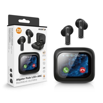 Aligator TWS07 - Kabellose In-Ear-Pods, LCD + ANC, 400 mAh + 2x 40 mAh, Schwarz