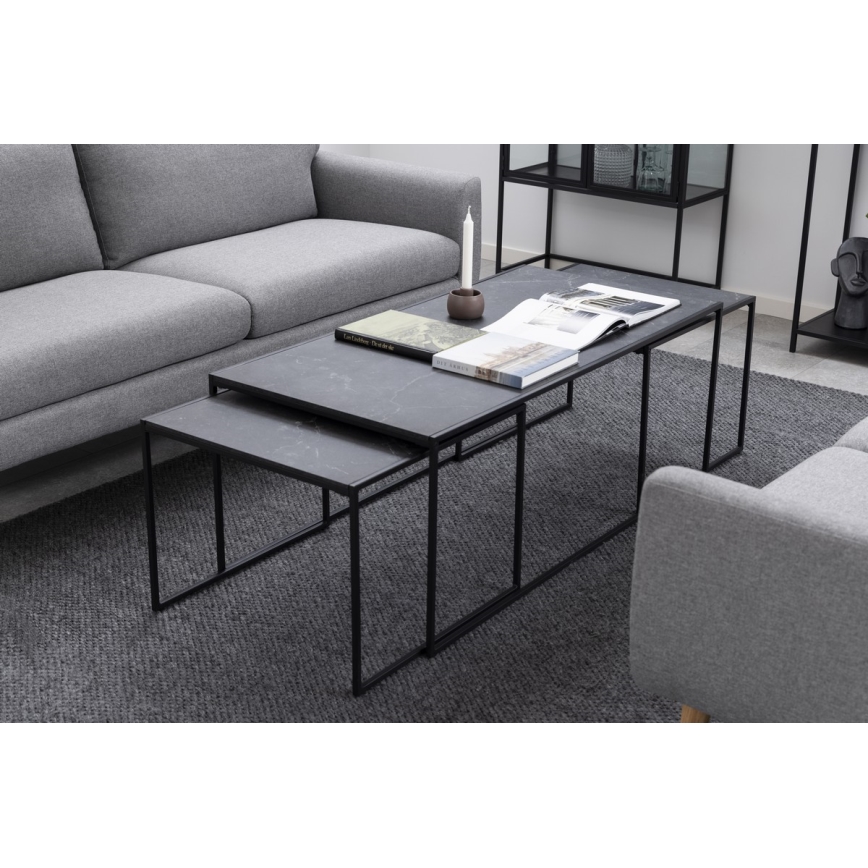 Set aus 3 Couchtischen ALMA in Anthrazit