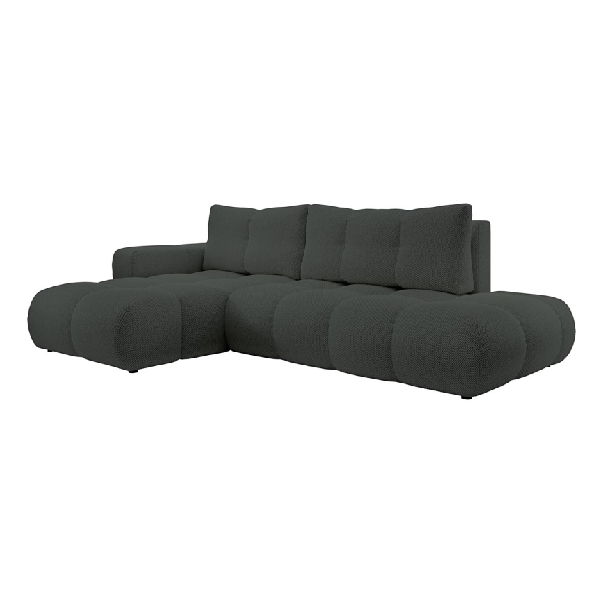 ALMADA Ecksofa (L‑Form), ausziehbar mit Schlaffunktion, gepolstert, mit Stauraum, links, Anthrazit