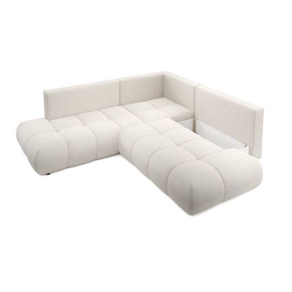 Ecksofa ALMADA, mit Schlaffunktion und Stauraum, gepolstert, L‑Form, rechts, Beige