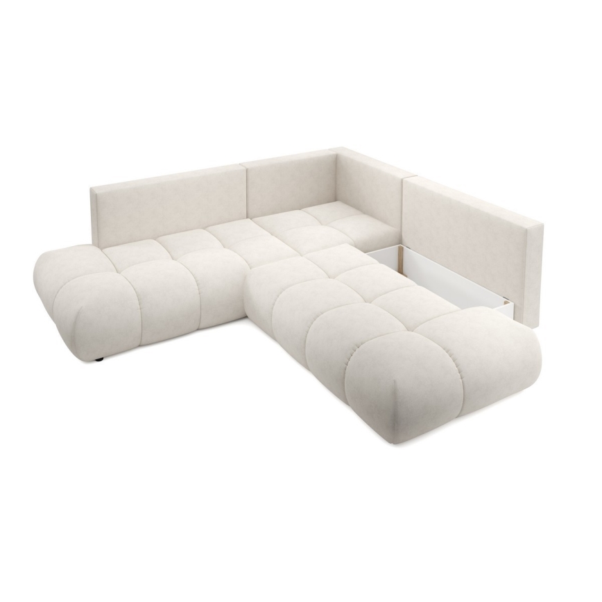 Ecksofa ALMADA, mit Schlaffunktion und Stauraum, gepolstert, L‑Form, rechts, Beige