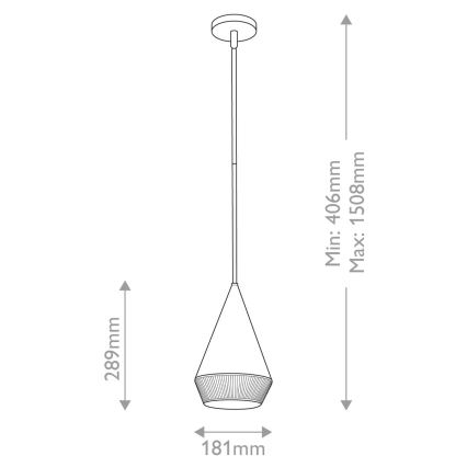 Alora Mood - Pendelleuchte an Stange DAPHNE 1xE27/60W/230V Ø 18,1 cm schwarz/braun