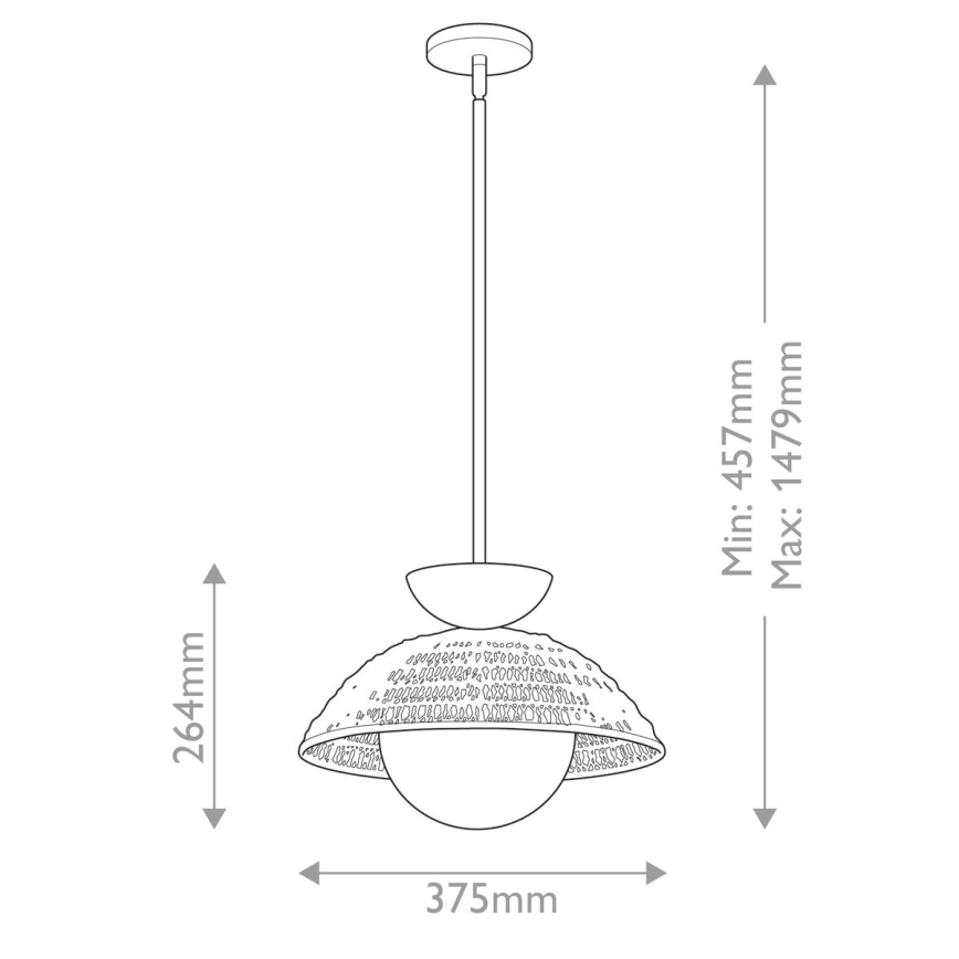 Alora Mood - Pendelleuchte mit Stange PERTH 1xE27/60W/230V Ø 37,5 cm, schwarz