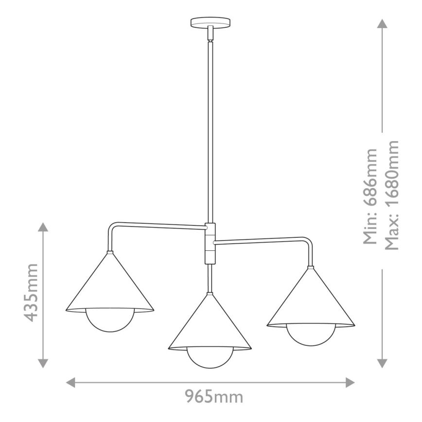 Alora Mood - Pendelleuchte mit Stange REMYCK 3xE27/60W/230V goldfarben