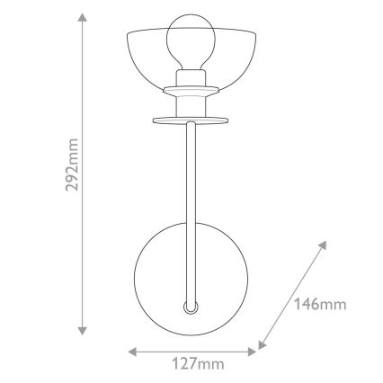 Alora Mood ALM-SYLVIA-1WB-BG-CL - Wandleuchte SYLVIA 1xE14/40W/230V, goldfarben