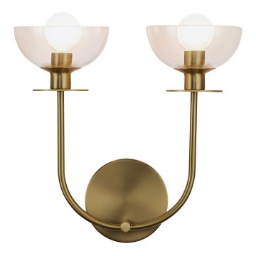 Alora Mood ALM-SYLVIA-2WB-BG-CL - Wandleuchte SYLVIA 2xE14/40W/230V goldfarben