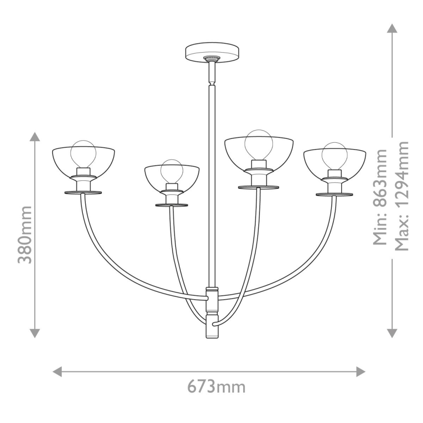 Alora Mood - Pendelleuchte an Stange SYLVIA 4xE14/40W/230V gold