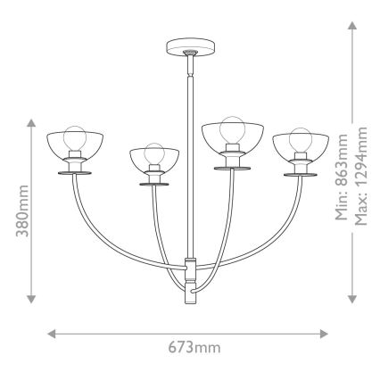Alora Mood - Pendelleuchte mit Stange SYLVIA 4xE14/40W/230V schwarz