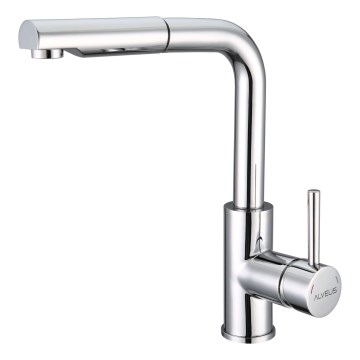 ALVEUS 1135365 - Spültischarmatur mit ausziehbarer Brause SARA 29,7 cm glänzender Chrom