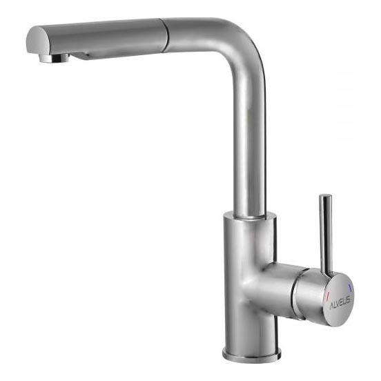 ALVEUS 1135366 - Spültischarmatur mit ausziehbarer Brause SARA 29,7 cm Satin
