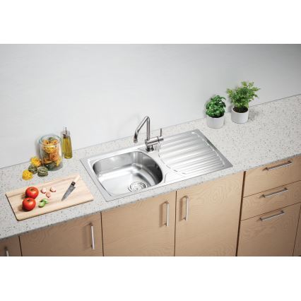 ALVEUS 1136534 - Küchenspüle BASIC 78x43,5 cm mattierter Edelstahl/Satin, kleiner Abfluss