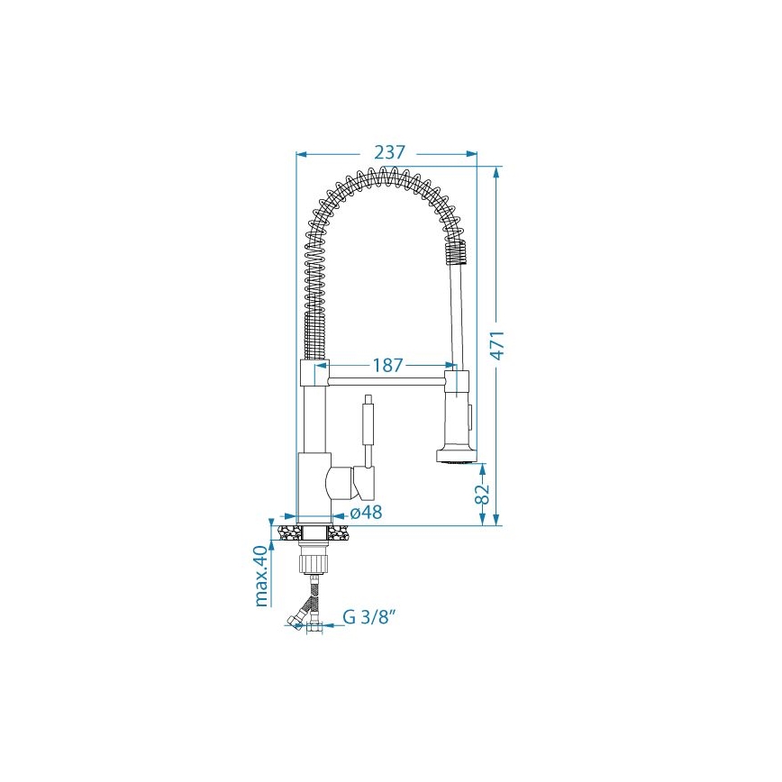 ALVEUS 1150887 - Küchenarmatur mit flexiblem Auslauf und Brause URBAN 47,1 cm schwarz