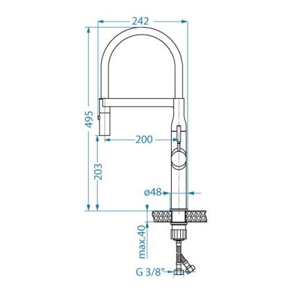 ALVEUS 1150892 - Spültischarmatur mit flexiblem Auslauf und Brause MIRAGE 49,5 cm Satin