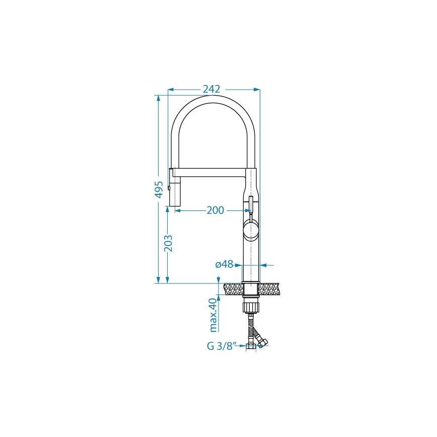 ALVEUS 1150892 - Spültischarmatur mit flexiblem Auslauf und Brause MIRAGE 49,5 cm Satin