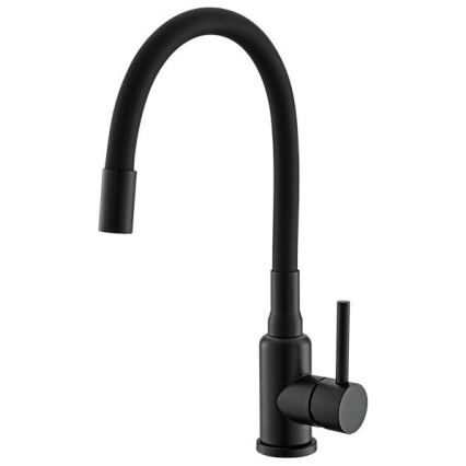 ALVEUS SETA23193 - Küchenwaschbecken ATROX 50x50 cm + MINTAS 34 cm mit flexibler Armatur Granit/matt schwarz