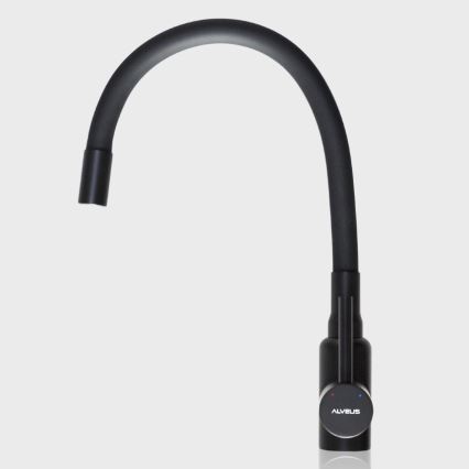 ALVEUS SETA23197 - Küchenspüle CADIT 59x50 cm + Spültischarmatur mit flexiblem Auslauf MINTAS 34 cm Granit/matt schwarz