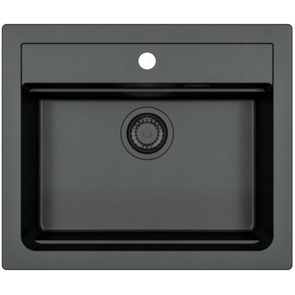 ALVEUS SETA23228 - Küchenspüle ATROX 59x50 cm + Küchenarmatur mit flexiblem Auslauf MINTAS 34 cm Granit/matt schwarz